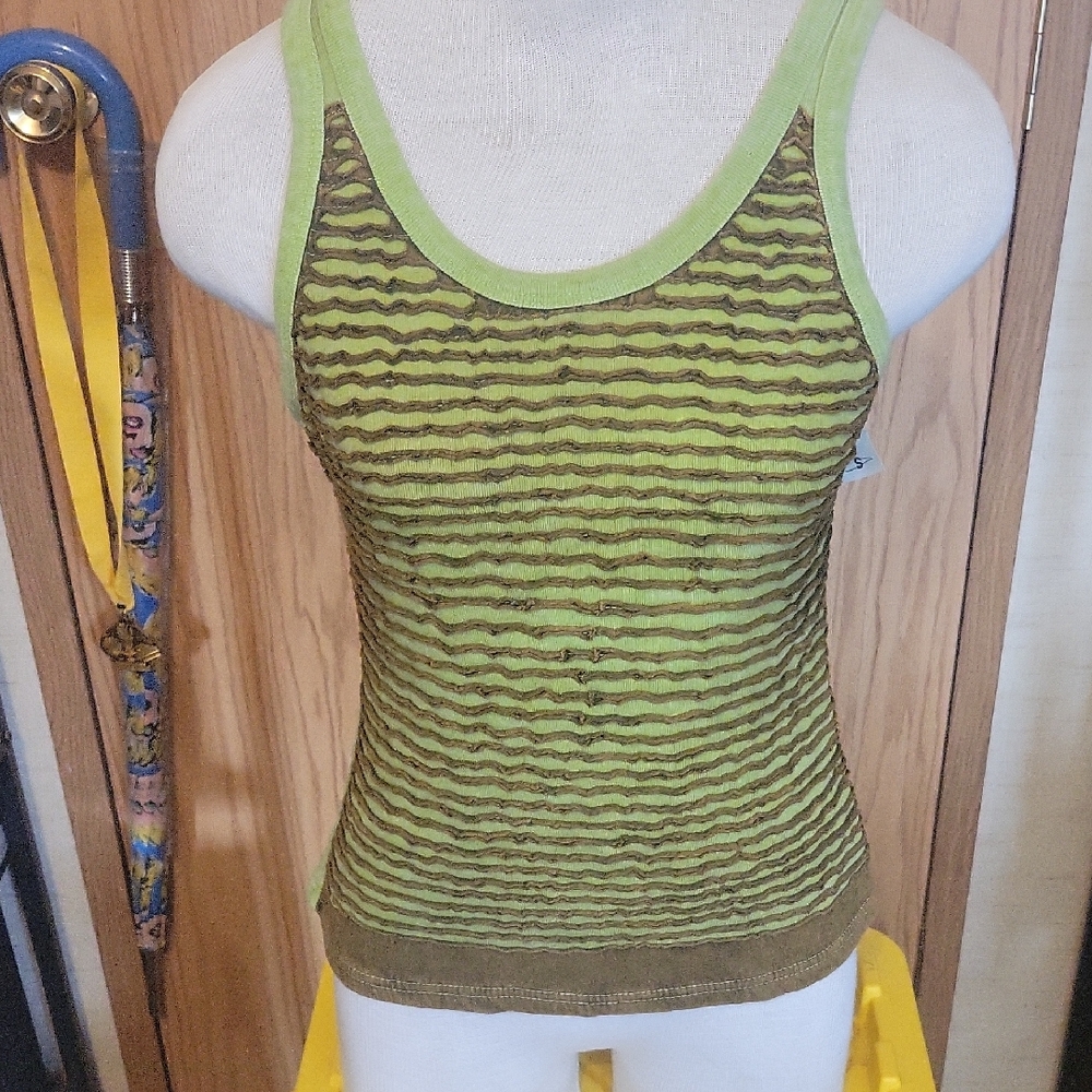 Chic Green Striped Tank Top